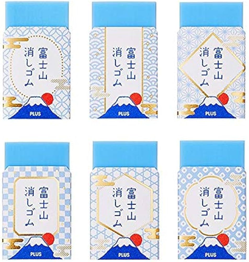 Amazon | プラス エアイン 富士山消しゴム 青富士 全6柄セット