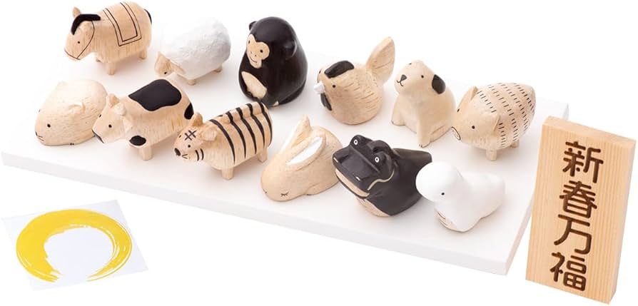 Amazon | FUN fun 干支 置物 木製 木彫り ぽれぽれ 十二支 セット 木製