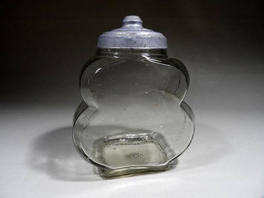 Amazon.co.jp: 珍 駄菓子屋 硝子瓶 瓢箪型 アルミ蓋 高さ22cm 気泡硝子