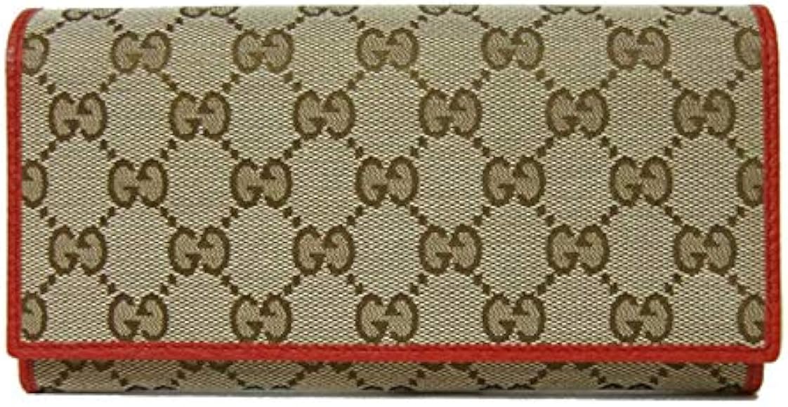 GUCCI GGキャンバス 二つ折り財布 ベージュ/レッド
