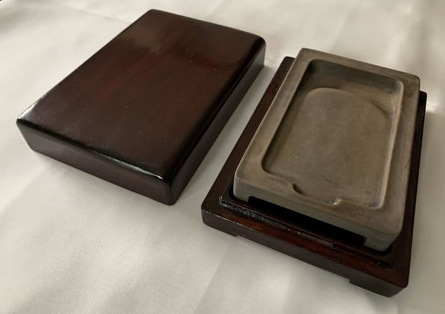 中国書道具日の出波刻黄澄泥硯CR8324