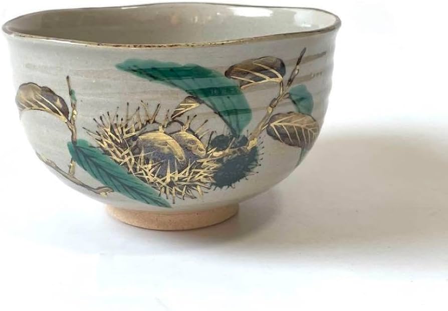 南口閑粋 作 乾山写 秋草文 金彩色絵 茶碗 共箱 栞 茶道具