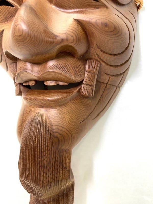 能楽 雅楽 能面 木彫 出目作 釣眼 M R4854 能楽 雅楽 能面 木彫 出目作