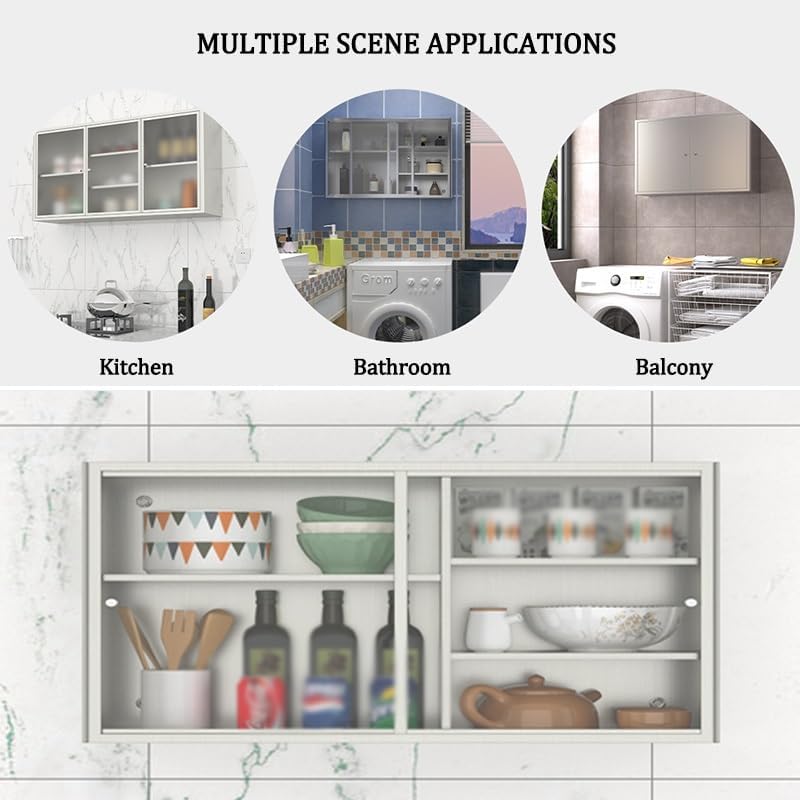 ステンレススチール製スライドドアウォールキャビネット バスルーム