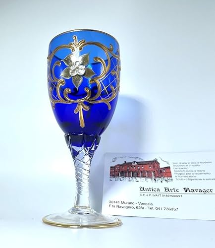 ベネチアングラス ムラーノ グラス ゴブレット ブルー 青 ベネチアン