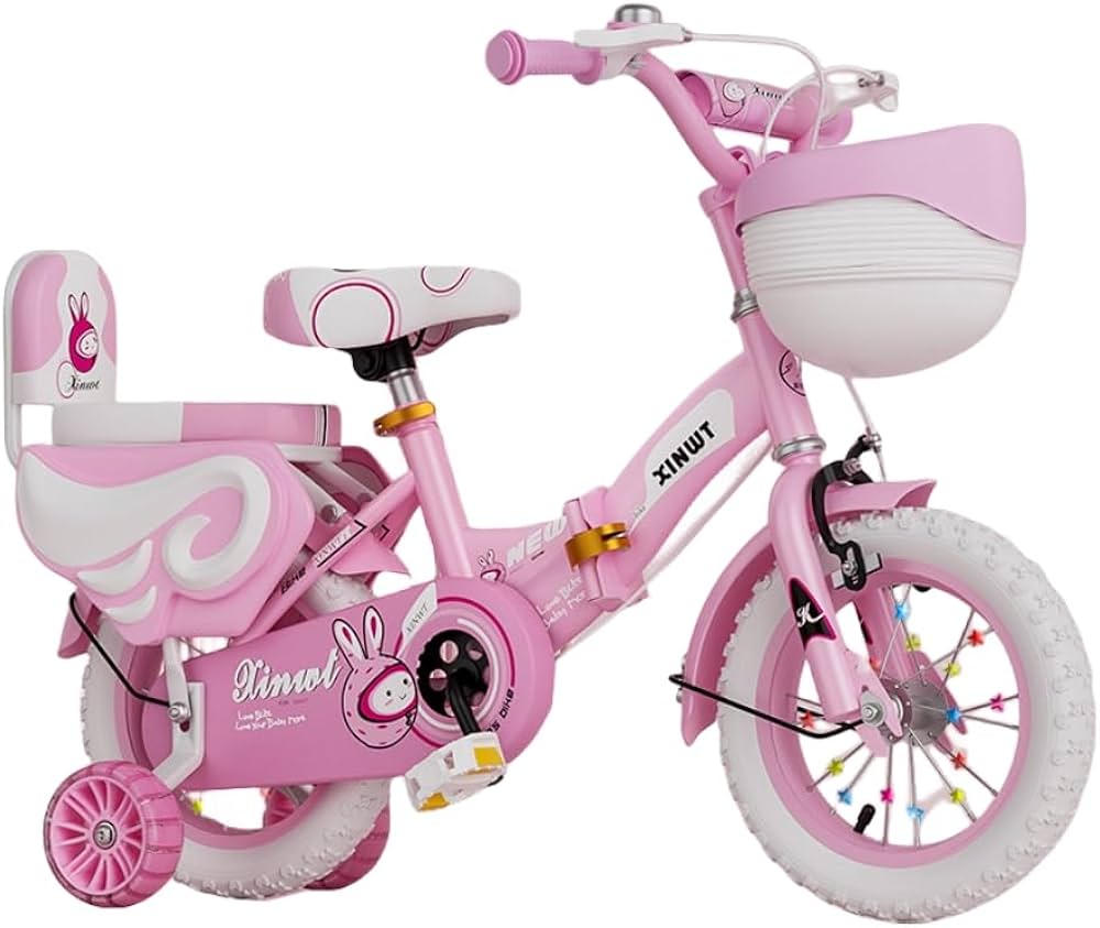 アメリカ 子供用自転車 キッズ ピンクと白 補助輪付き アメリカ 子供用