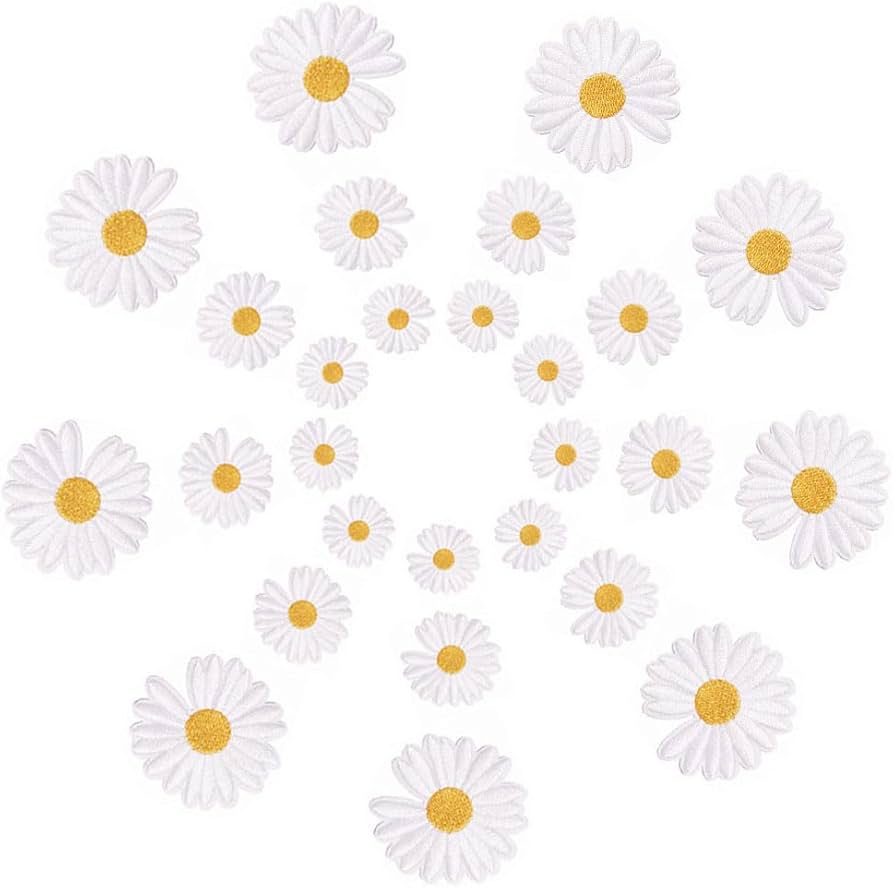 Amazon.co.jp: ワッペン デイジー花 アイロン接着 アップリケ 刺繍