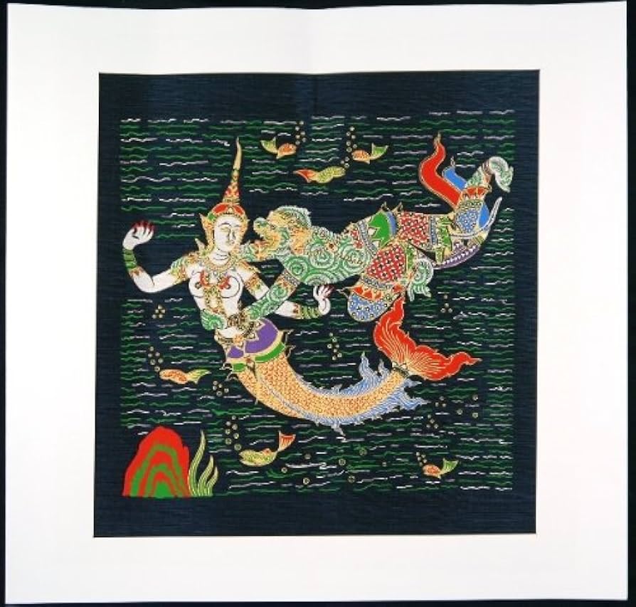 Amazon.co.jp: タイ民族絵画 布絵 シルク黒地 シルク絵画 : ホーム
