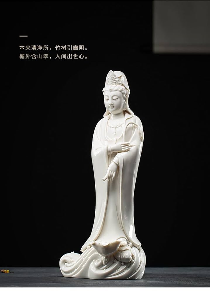 未使用 聖観音（しょうかんのん） 白磁 観音菩薩 観世音菩薩 中国美術