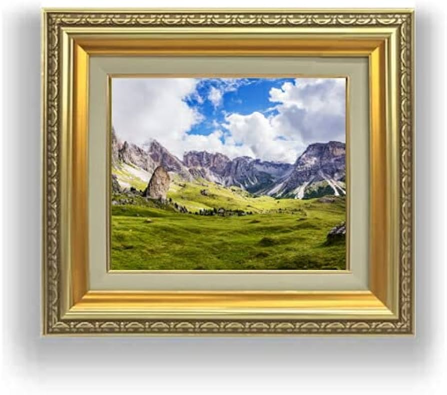 風景 パステル画 金色フレーム 約30cm x 40cm 風景 パステル画 金色