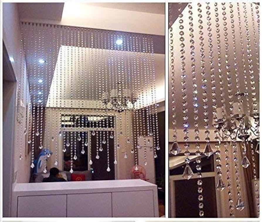 Amazon｜10本 クリスタルビーズカーテン 八角珠ビーズカーテン 珠