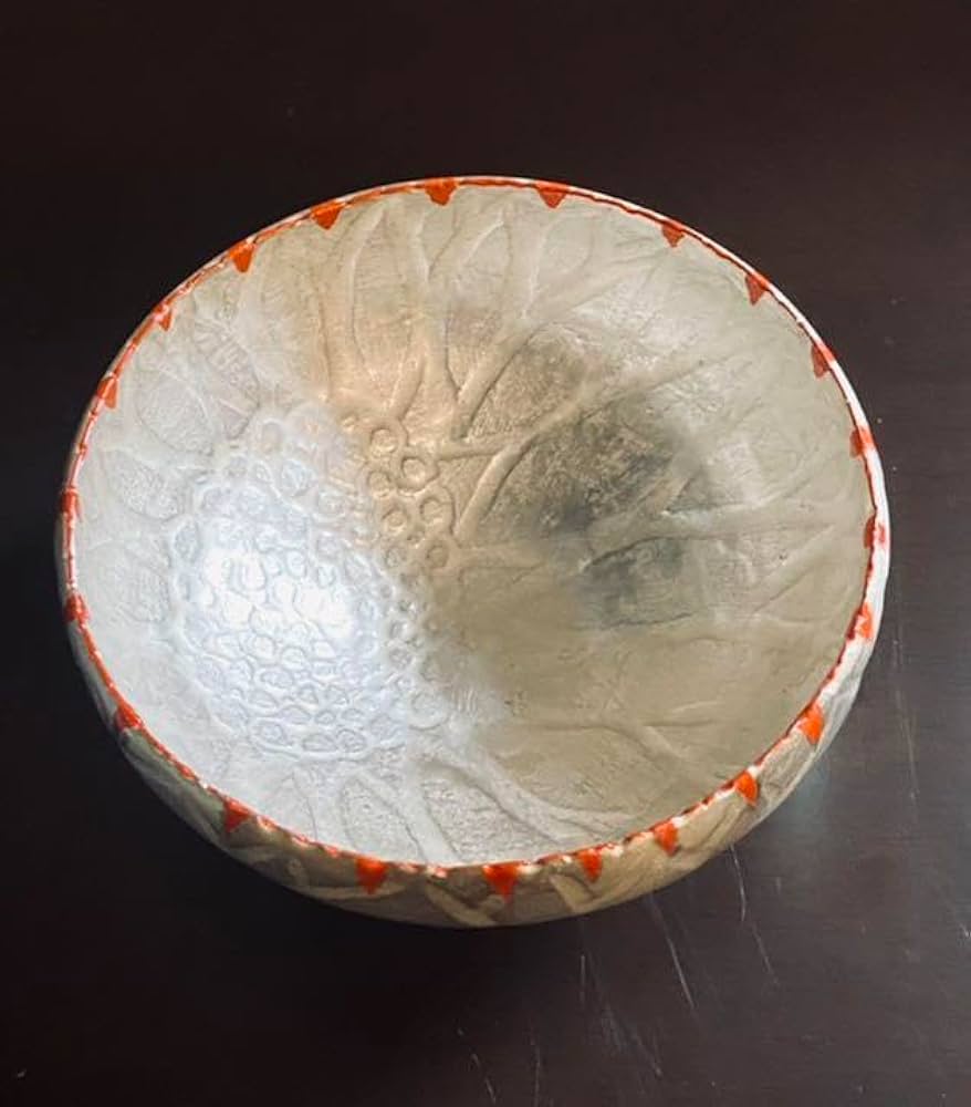 林みちよ紅縁銀彩花碗高台紅花旅茶碗小服茶碗ティーカップ茶道