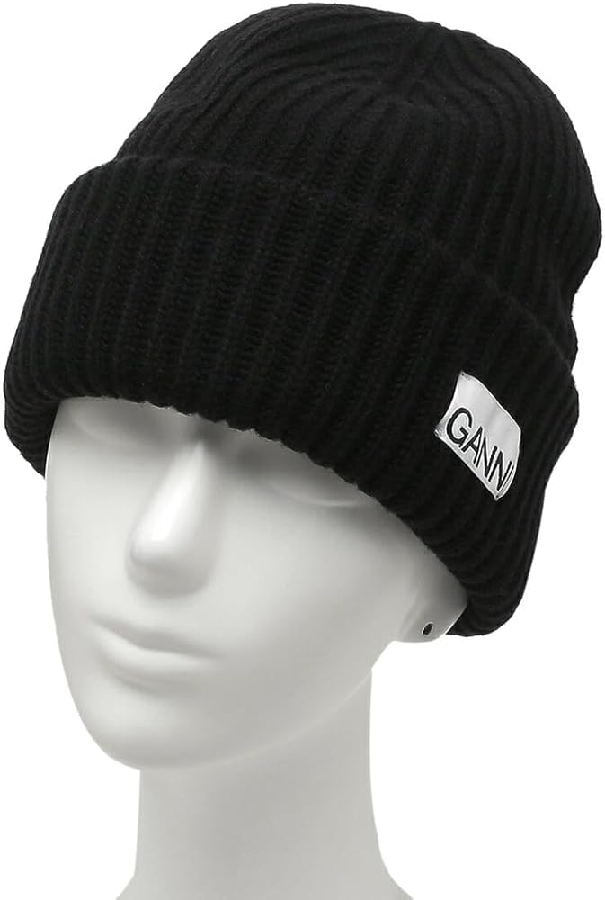 Amazon | [Ganni] [ガニー] 帽子 ニット帽 ビーニー ブラック