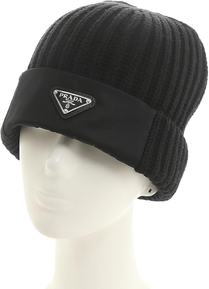 Amazon | [プラダ] 帽子 ニット帽 リナイロン トライアングルロゴ