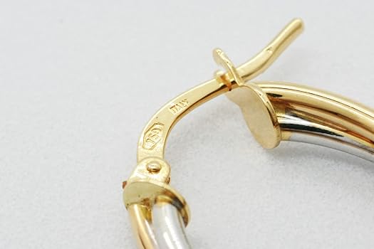 Amazon | 18k k18 18金 フープピアス コンビゴールド 2色 オーバル