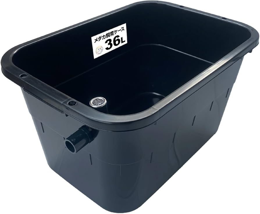 Amazon | 五色アクア メダカ飼育容器 36リットル 黒 オーバーフロー