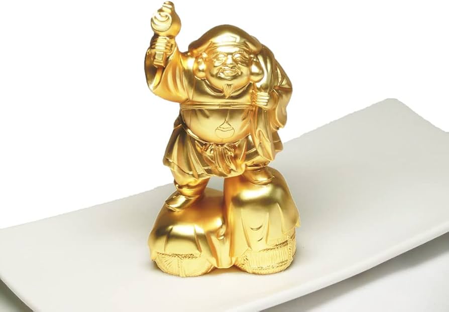 Amazon｜好運 金色 大黒天像 (寿台座 ＆ 化粧箱 付) 24K 純金メッキ