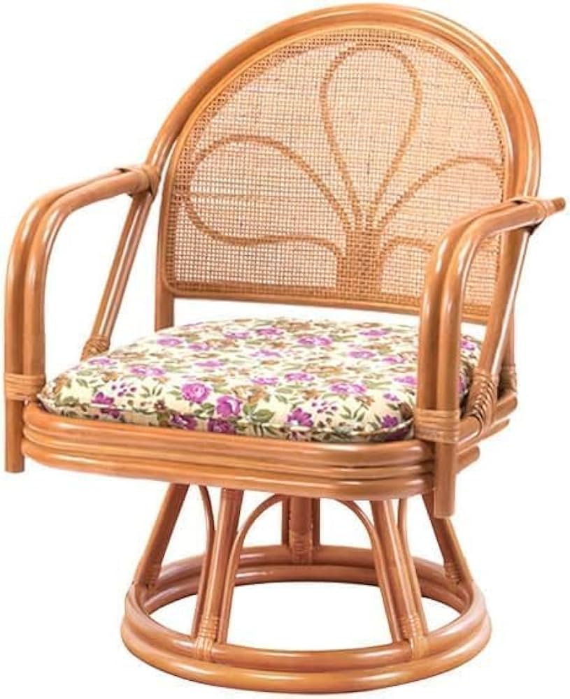 アンティーク 籐椅子 ピンク フラワーパターン