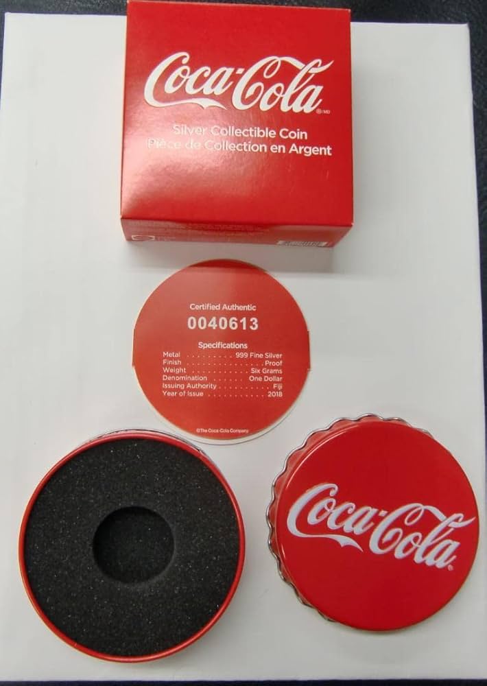 コカ・コーラ®ボトルキャップ 銀貨 貴重な裸コイン！純銀 箱・缶・COA