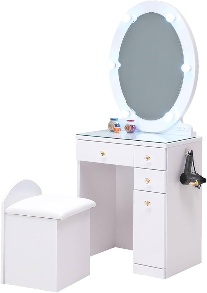 Amazon.co.jp: ドレッサー ライト付き 化粧台 コスメ台 幅60 LED 照明