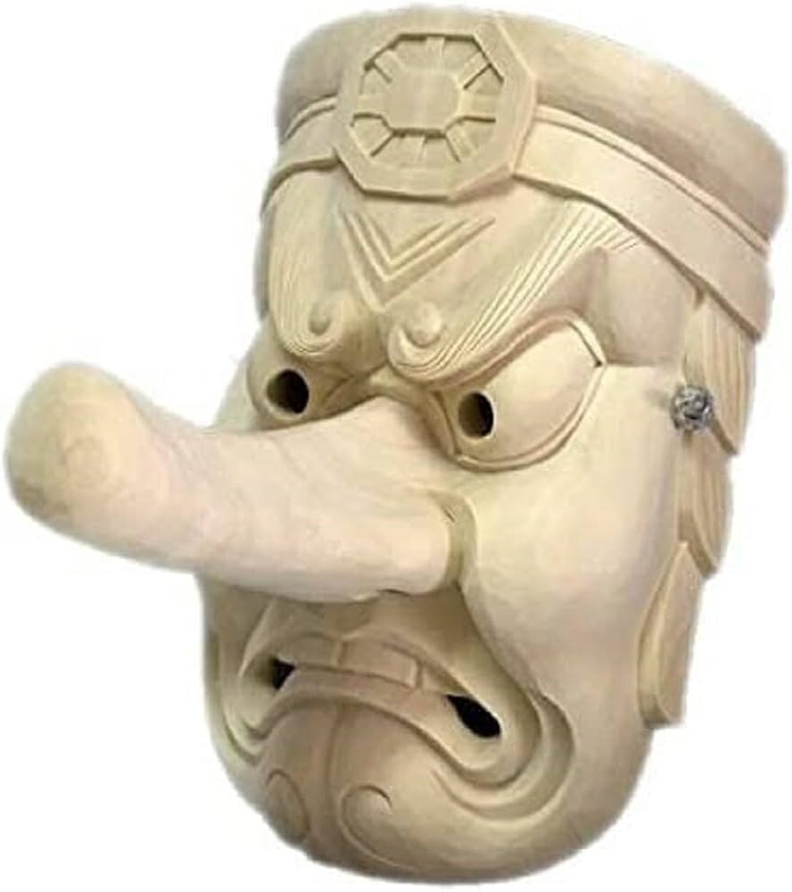 ☆天狗 テング お面 木彫り 壁掛け用 縁起物 アンティーク