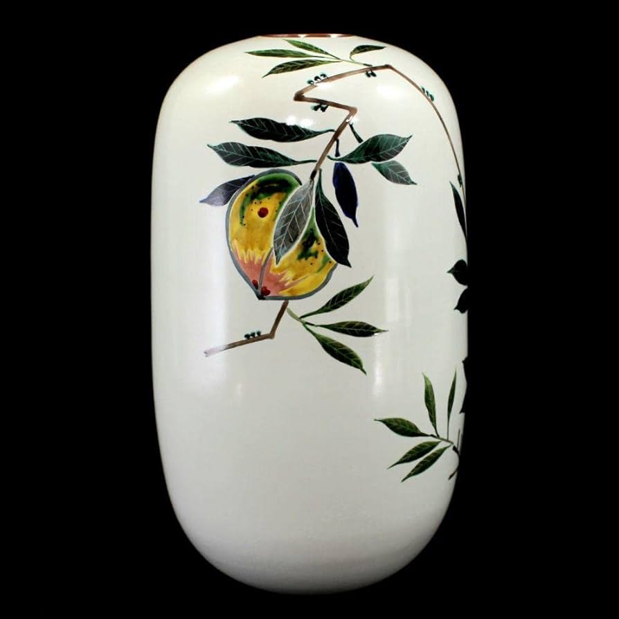 Amazon.co.jp: 青九谷釉彩桃之図花瓶 梶本太衛 造 九谷正峰 9号花瓶