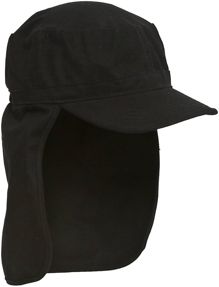 TOP HEADWEAR Black Porter Cadet Foreign Legion GI Flap Cap - One