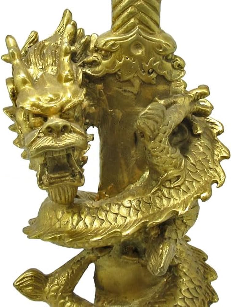 Amazon.co.jp: 龍 剣龍 置物 特々大サイズ 不動明王の化身 銅製 龍剣