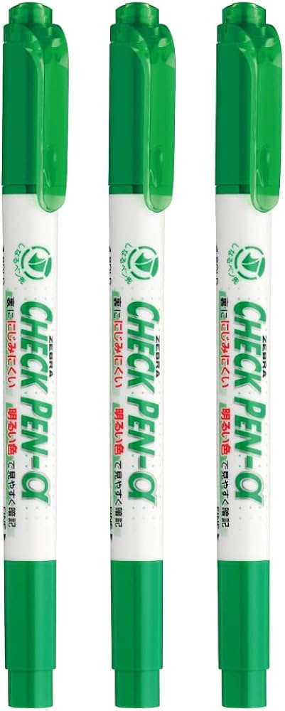 Amazon.co.jp: ゼブラ 水性ペン 暗記用 チェックペン アルファ 緑 3本