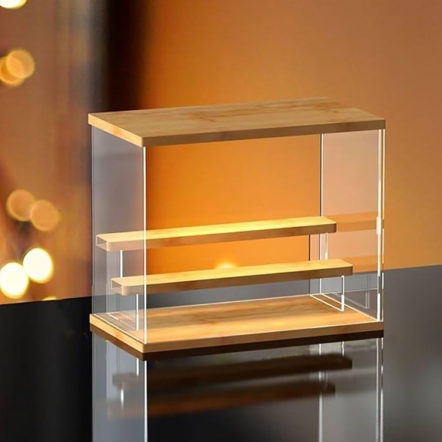木製ガラスケース 3段 卓上 ショーケース 扉なし 木枠のガラスケース 卓上