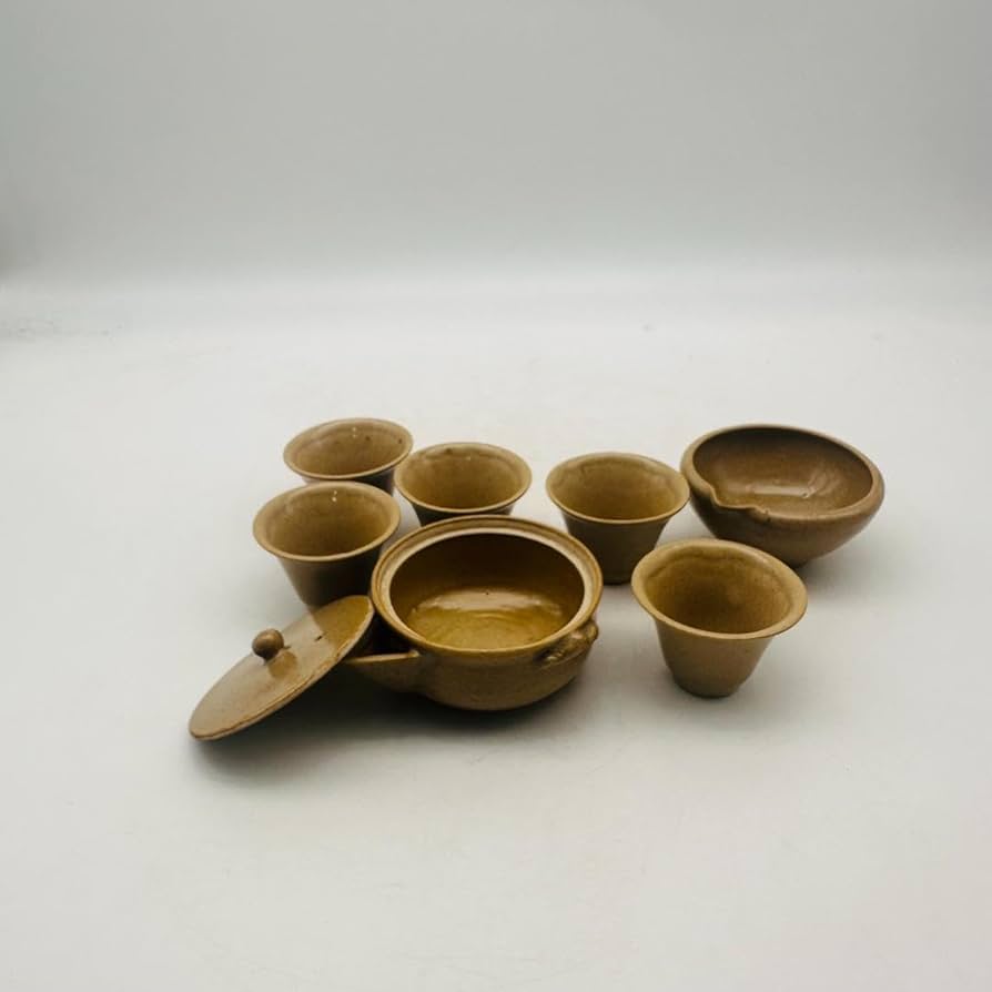 煎茶道具虫明焼煎茶器5客時代箱V8257