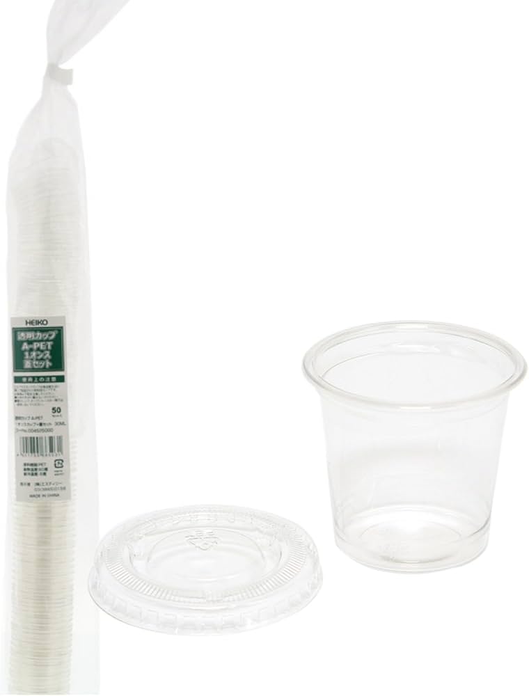 Amazon.co.jp: ヘイコー 透明カップ 1オンス 蓋セット 口径45×高40×底