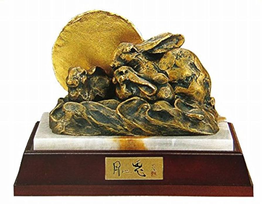 超希少 】青銅兎置物 一対 有名作家 作 ? ・兎 うさぎ ブロンズ 像