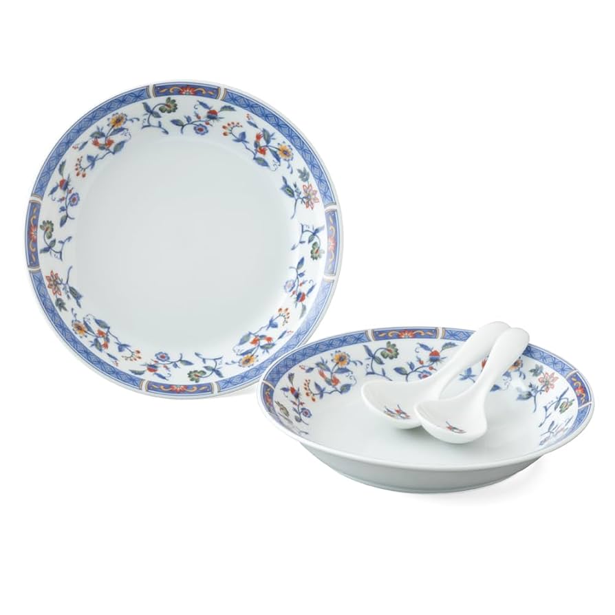 染付皿 青と白の花柄陶磁器皿 2枚セット 染付