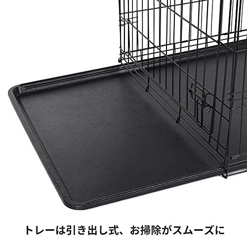 Feandrea ペットケージ 91×58×64cm 犬ケージ ペットハウス 出入り口2つ