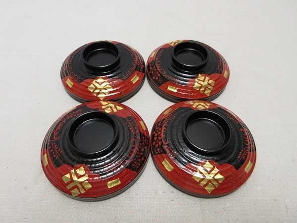 茶道具 金彩梅正宝寺蒔絵 箸洗い 4客組 木製漆器 箱無 検 懐石道具 小