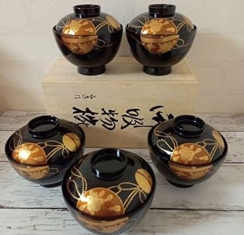 Amazon.co.jp: 伝統工芸 漆塗り お吸物椀 5客セット 桜井漆器 : ホーム