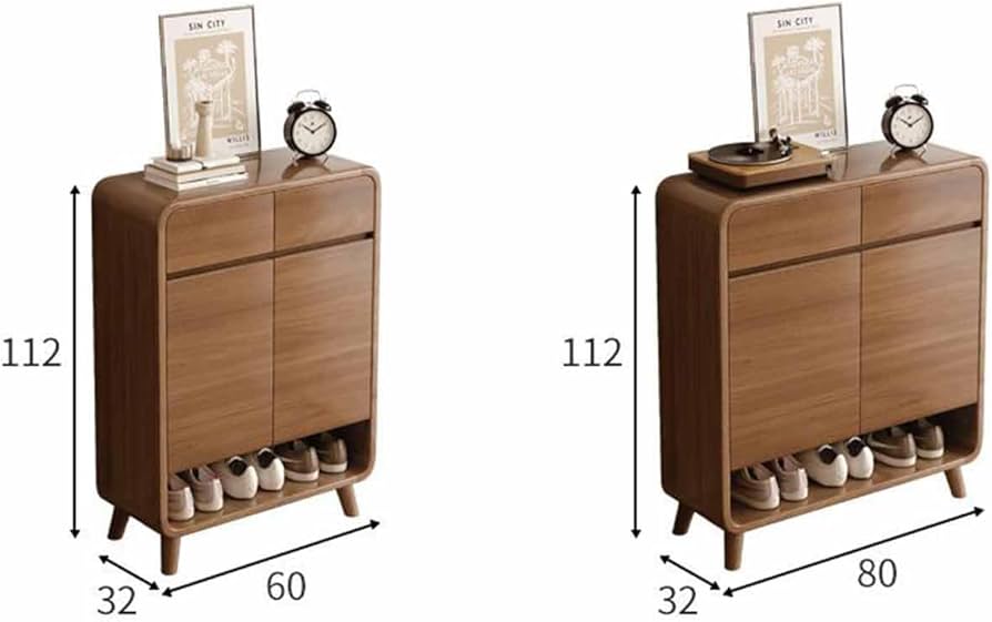 Amazon｜シューズキャビネット木製 下駄箱 靴箱 8段 引き出し付き 扉