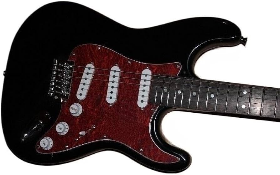 Amazon | カスタムエレキギター黒赤ピックガード 6 弦天然木エレキ