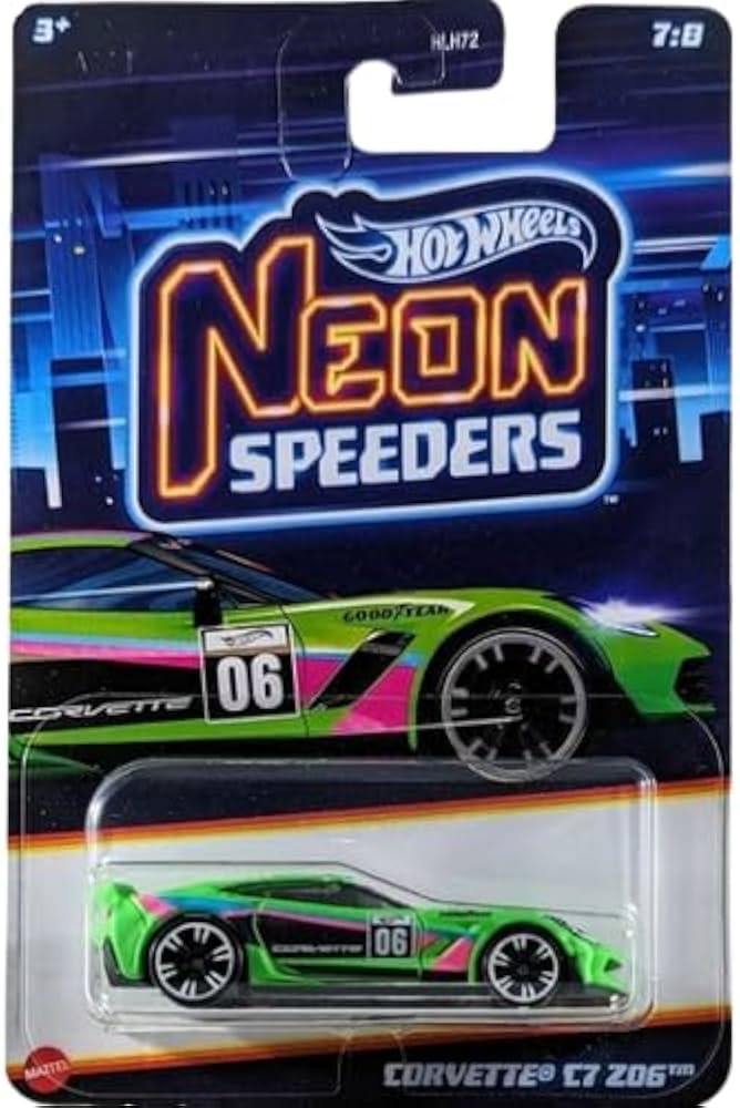 Amazon.com: Hot Wheels Neon Speeders Corvette C7 Z06, Green, 7/8