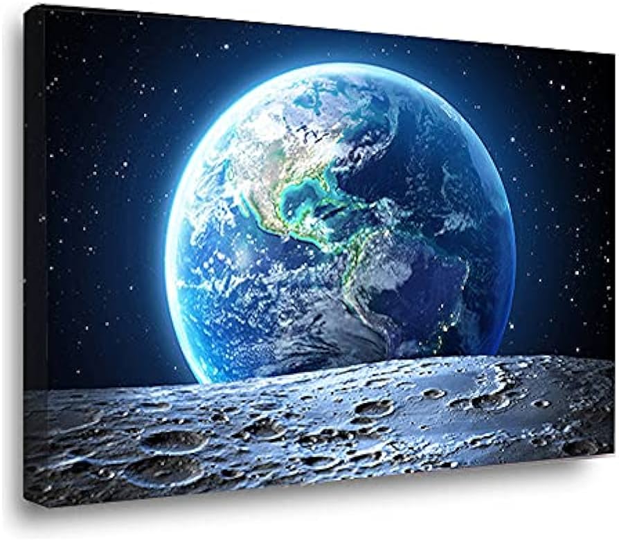 宇宙 惑星 星 月 地球 高級 キャンバス アート パネル フォト ポスター