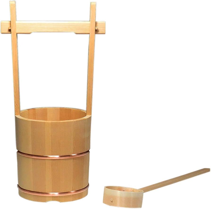 Amazon｜やまこう 特上 手桶セット 木製（さわら材）小型 □ 6寸 □お