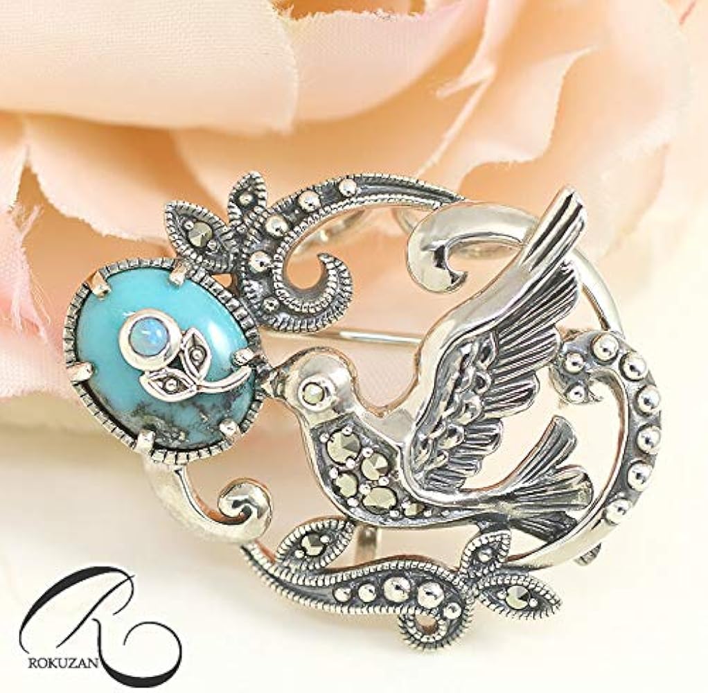 SILVER トルコ石 パール ふくろう ブローチ ペンダント シルバー