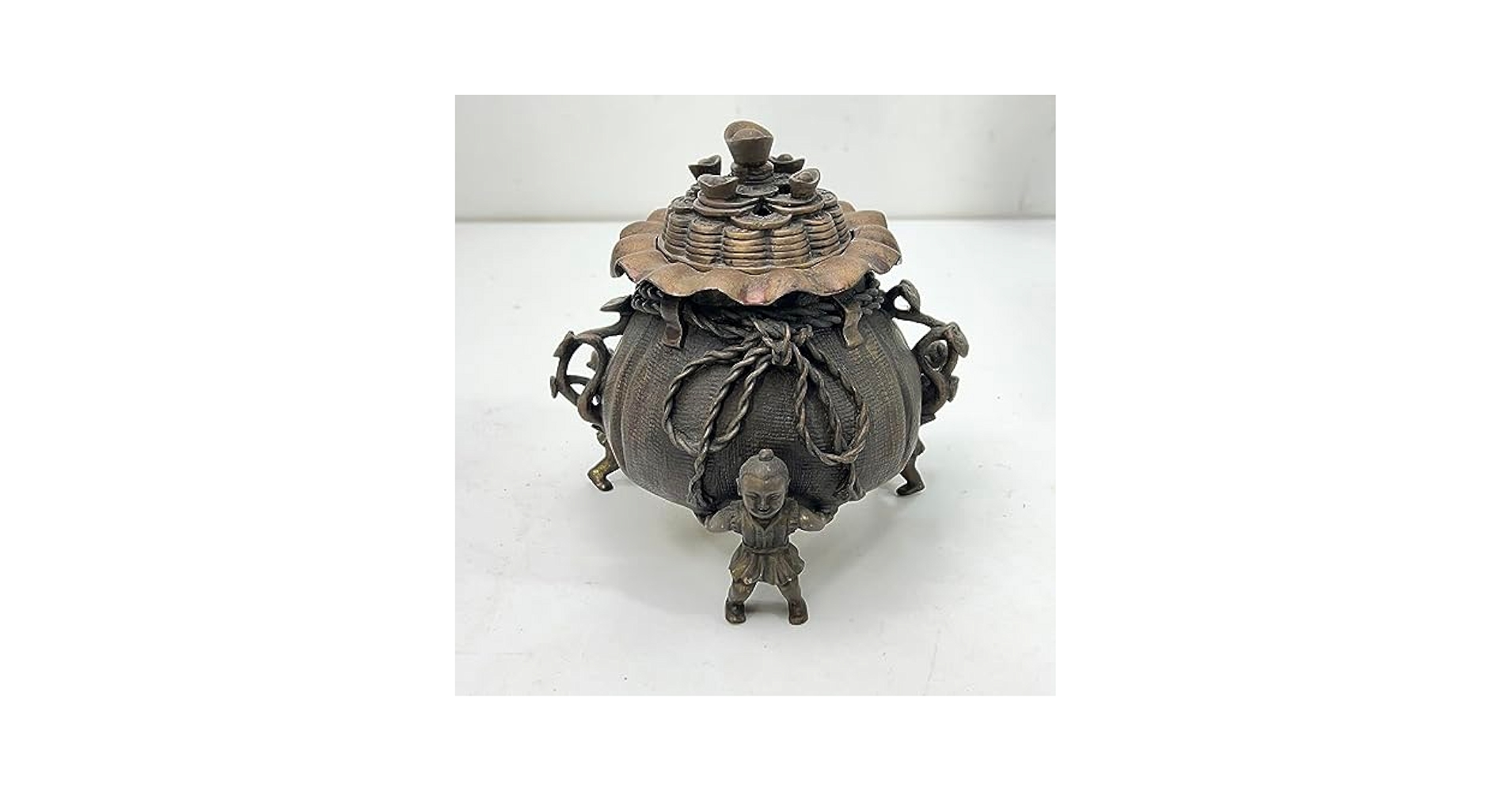 中国骨董品 大明宣徳年製 九轉乾坤爐 龍文香炉 翡翠玉