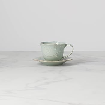 Amazon.com | Lenox French Perle Cup and Saucer Set, Ice Blue