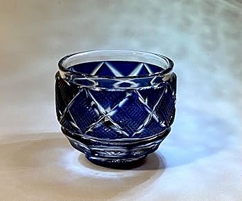 Amazon.co.jp: 『薩摩切子 藍色被せ 猪口 ※SHIMADZU彫印あり 「薩摩