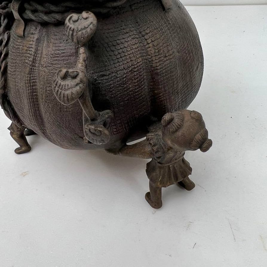 清時代 【大明宣徳年製】款 古銅双耳長香炉 寺院銅爐