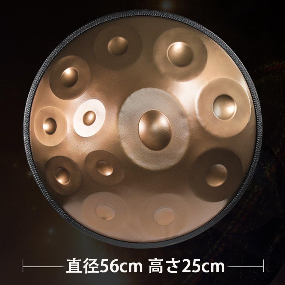 ハンドパン 56センチ10音A＝432Hz美しいゴールドの渦巻き模様 D