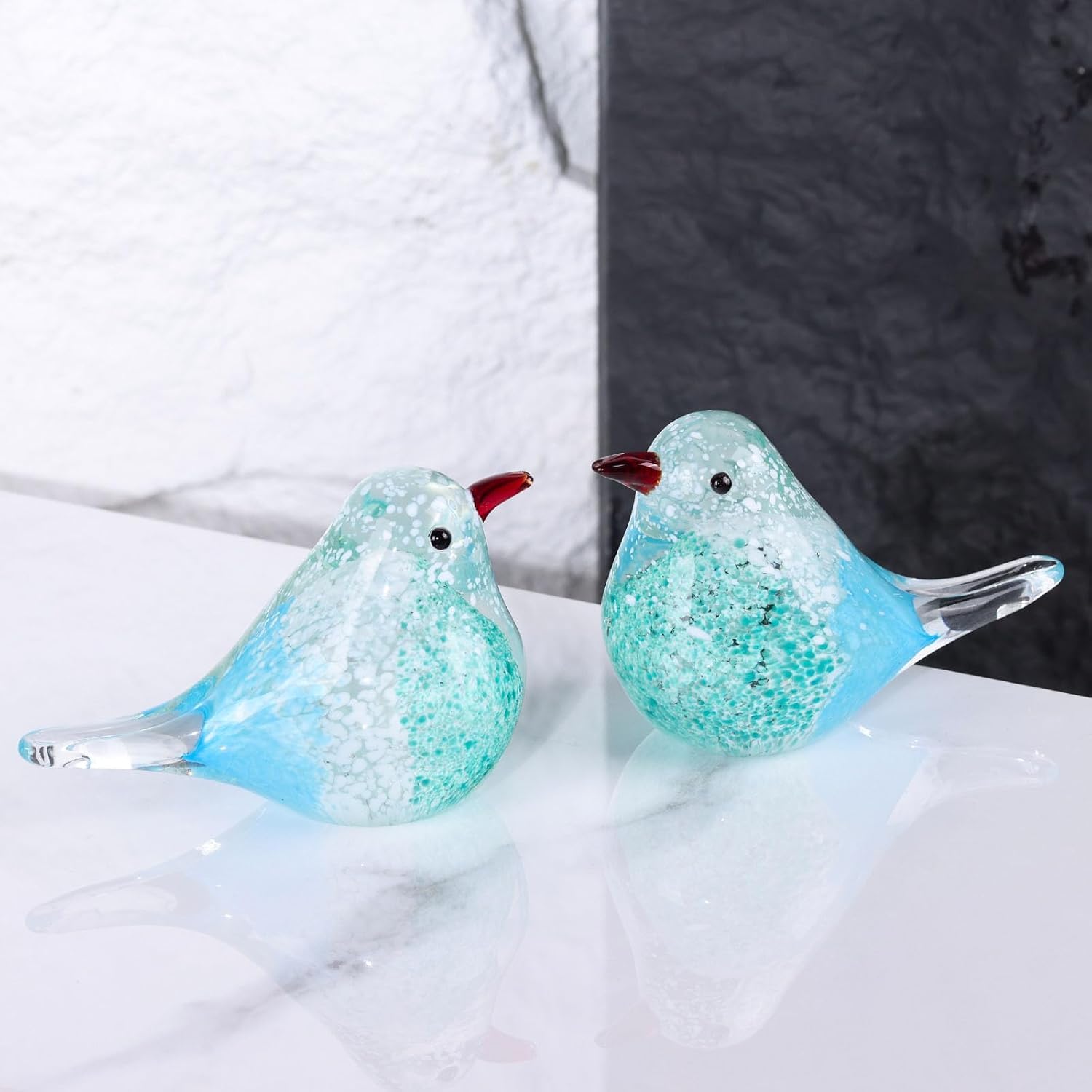 Amazon.co.jp: ガラス鳥の置物 青い鳥の置物 ムラノガラスの鳥 鳥の