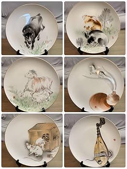 2519 深川製磁 虎 猴 鶏 皿 3客 未使用 2519 深川製磁